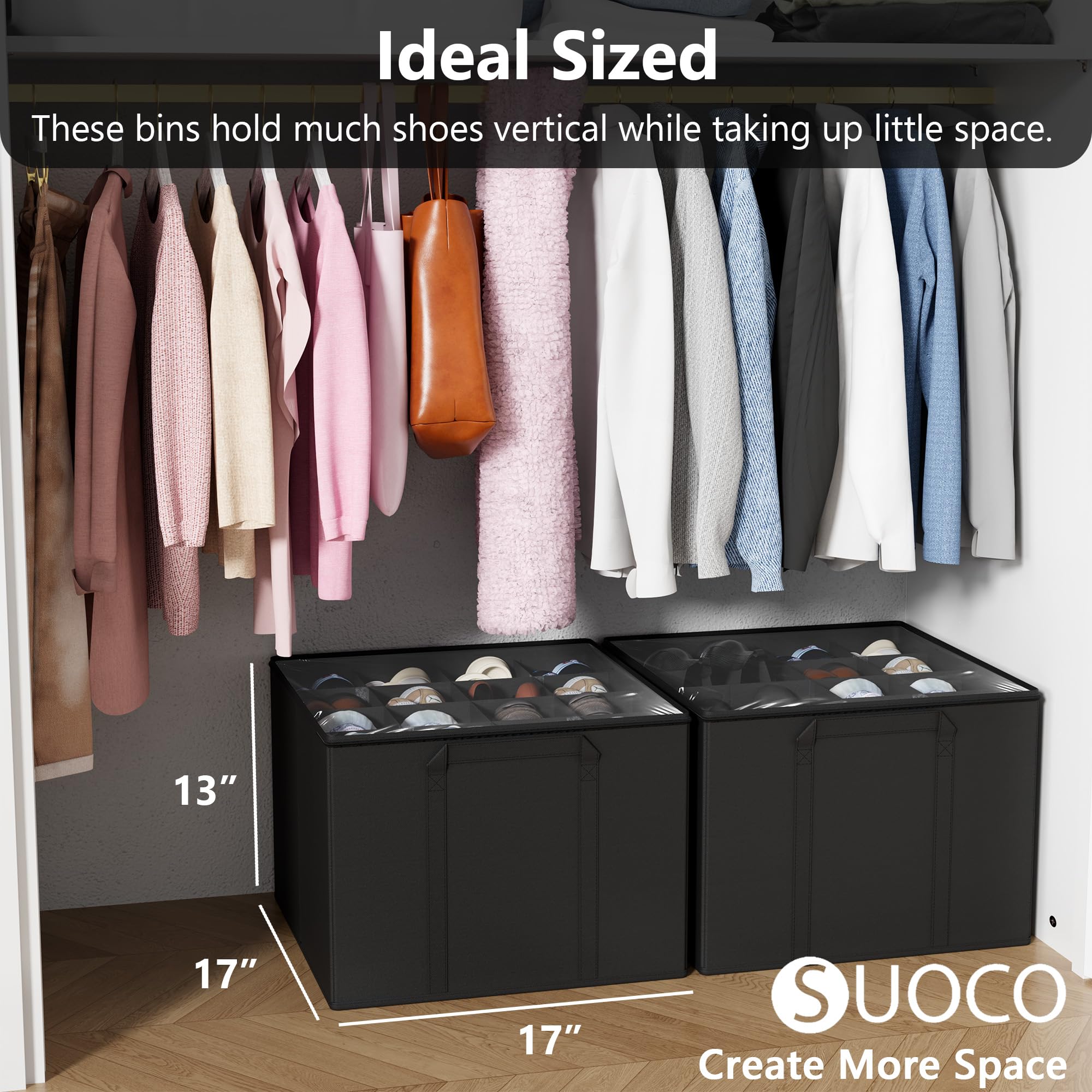 SUOCO adjustable dividers customize compartments for sneakers or sandals
