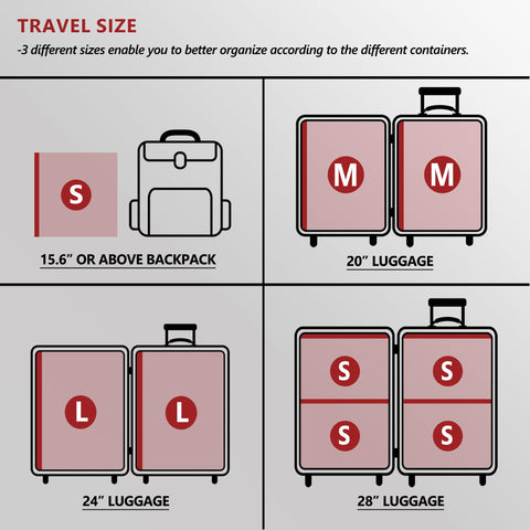 SUOCO bag set includes small, medium, and large sizes for versatile packing.