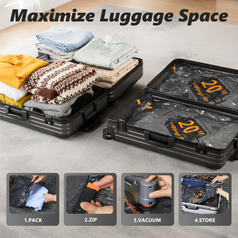 SUOCO compression cubes organize clothing inside luggage for quick access.