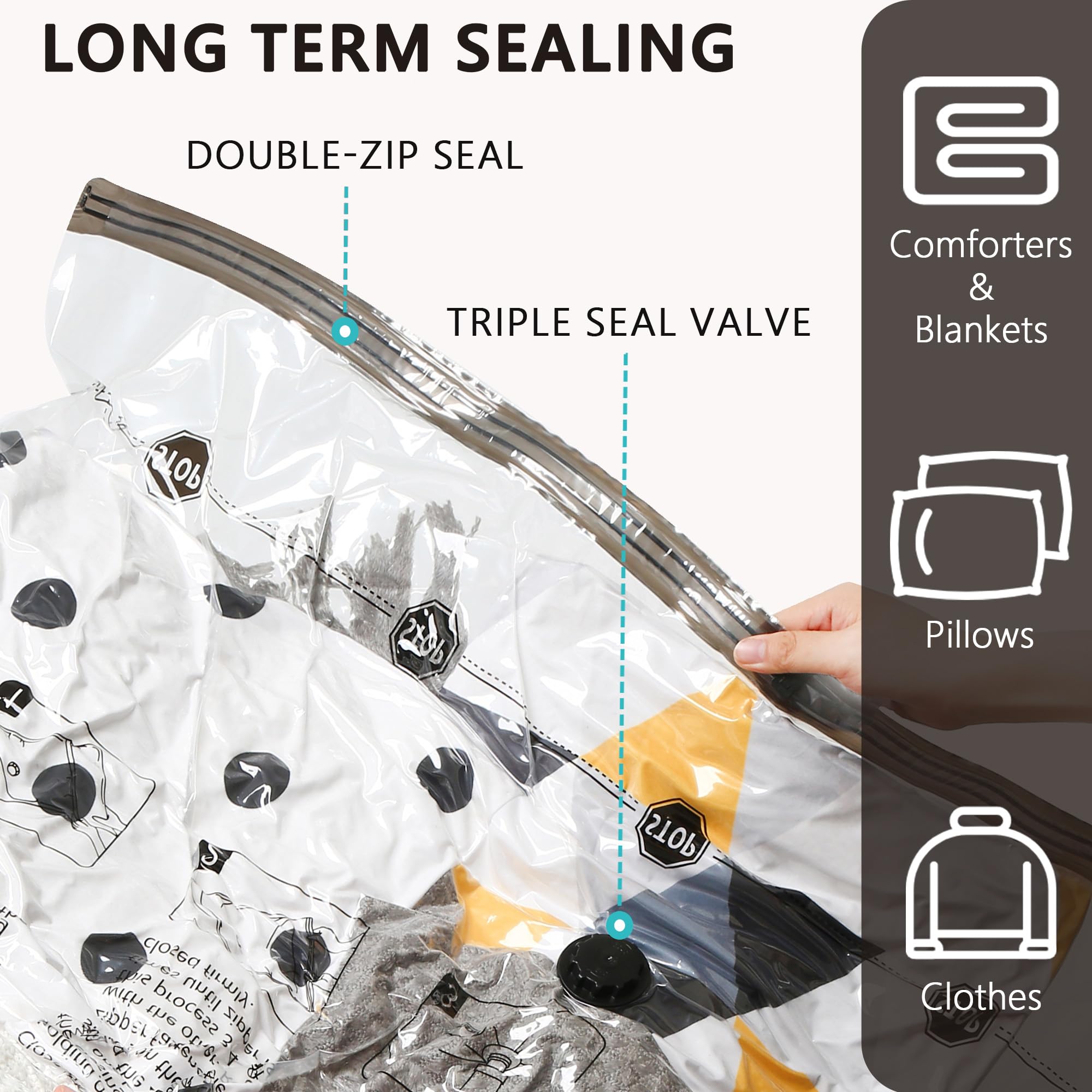 SUOCO large bags measuring 24 by 32 inches ideal for blankets and clothes.