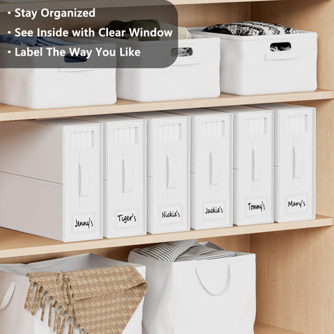 SUOCO SheetCube 6-pack foldable closet storage keeps linens neatly organized.