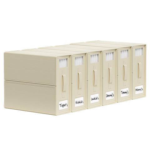 SUOCO SheetCube beige front view showing organized sheet storage for easy access