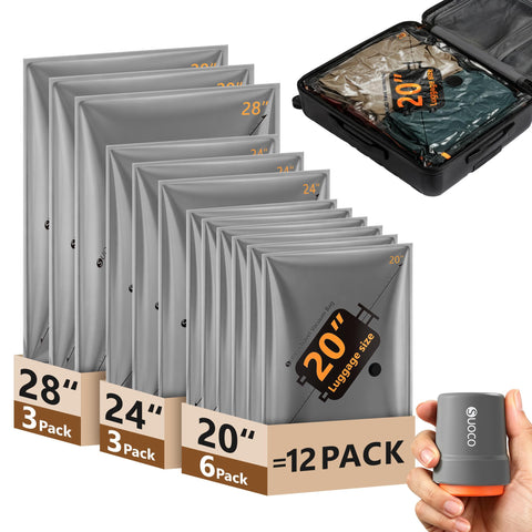 SUOCO travel vacuum bags with cordless pump demonstrate quick vacuum on the go