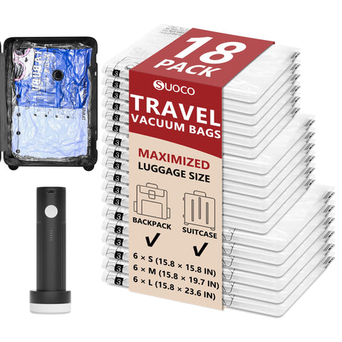 SUOCO travel vacuum bags in use maximize packing efficiency and space savings.