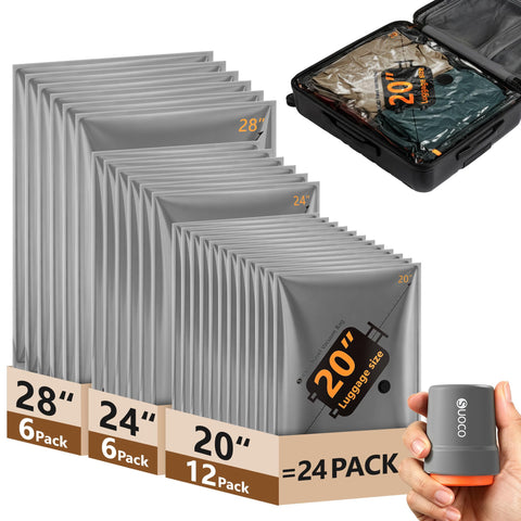 SUOCO travel vacuum bags showing space-saving packing solution in luggage
