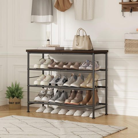 SUOERNUO wood-look top shelf enhances style while holding small items.