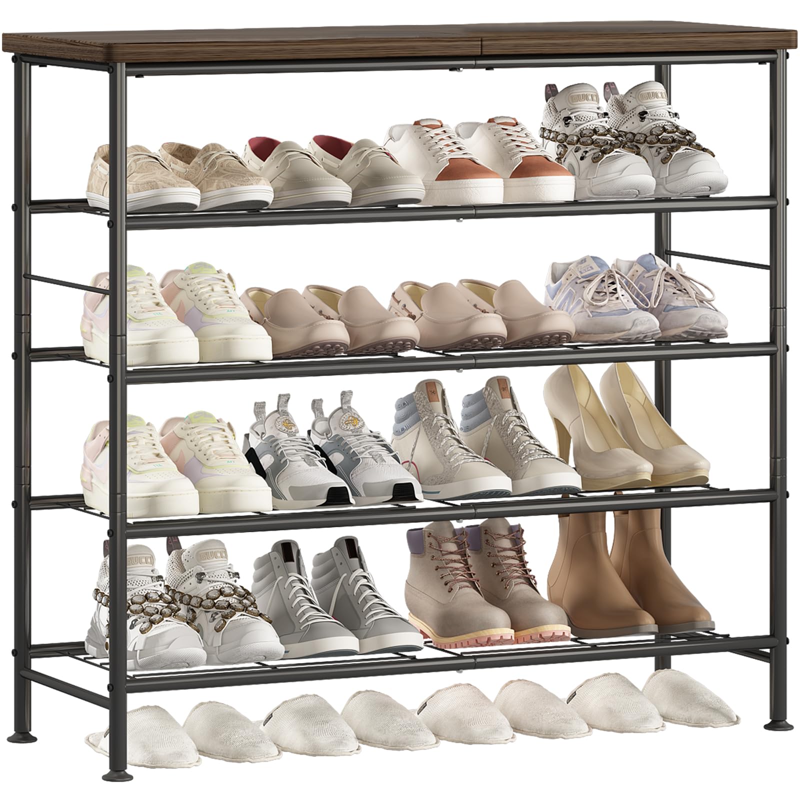 SUOERNUO 5-tier shoe rack front view shows organized entryway storage.