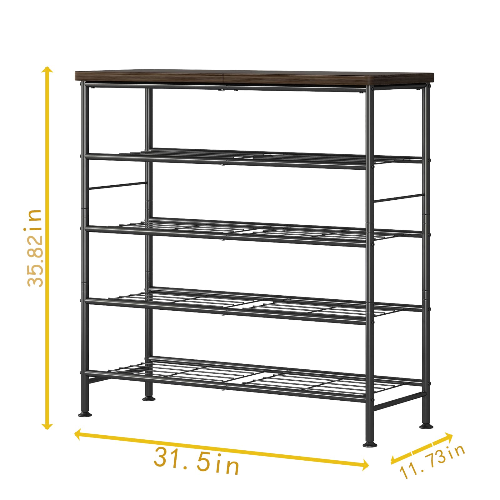 SUOERNUO 5-tier shoe rack side view demonstrates space-saving design.