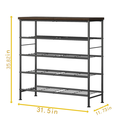 SUOERNUO 5-tier shoe rack side view demonstrates space-saving design.