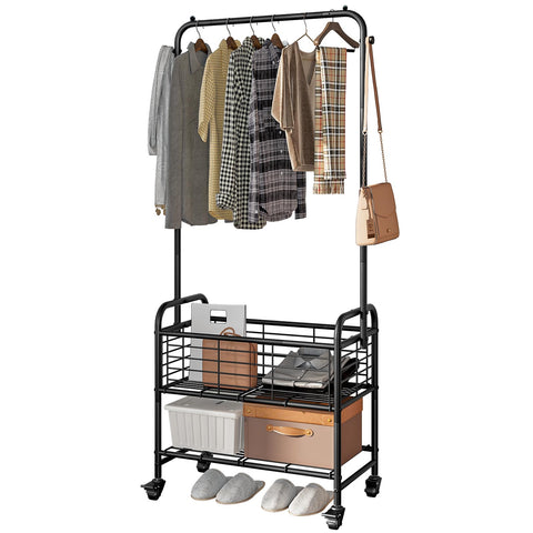 SUOERNUO laundry cart with hanging rack for organized laundry sorting and easy transport.