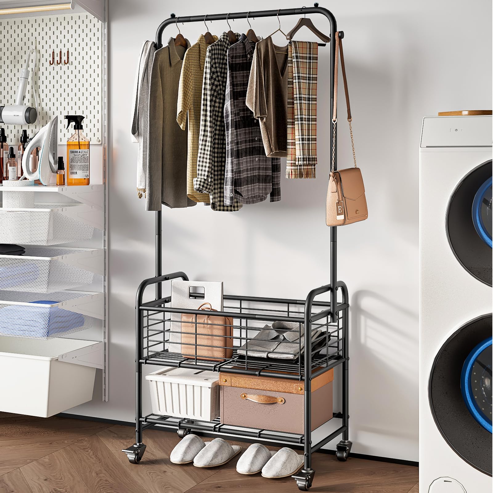 SUOERNUO laundry sorter with bottom shelf adding extra storage space.