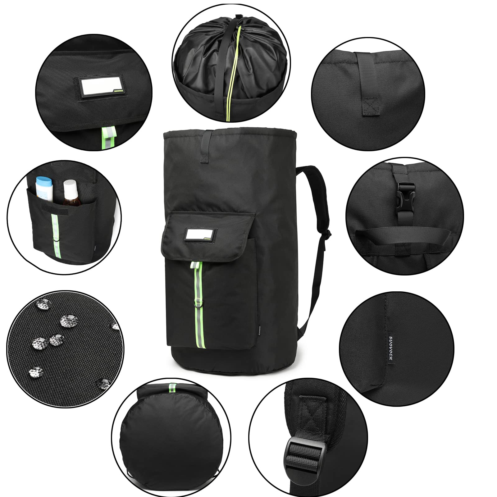 SUOVOCK front pocket and multi-pocket design help organize detergent and socks