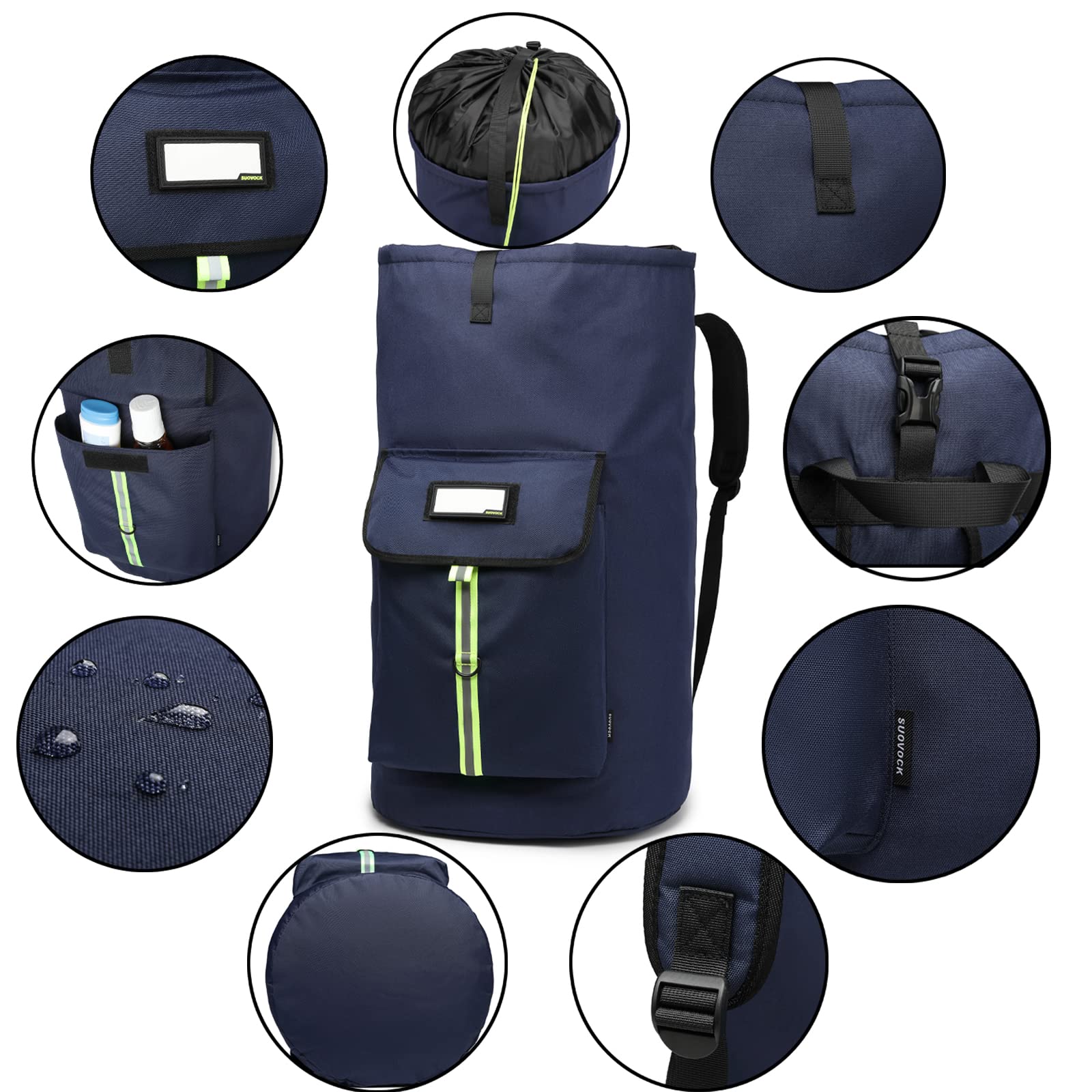 SUOVOCK laundry bag backpack with padded shoulder straps, comfortable all-day hauling.