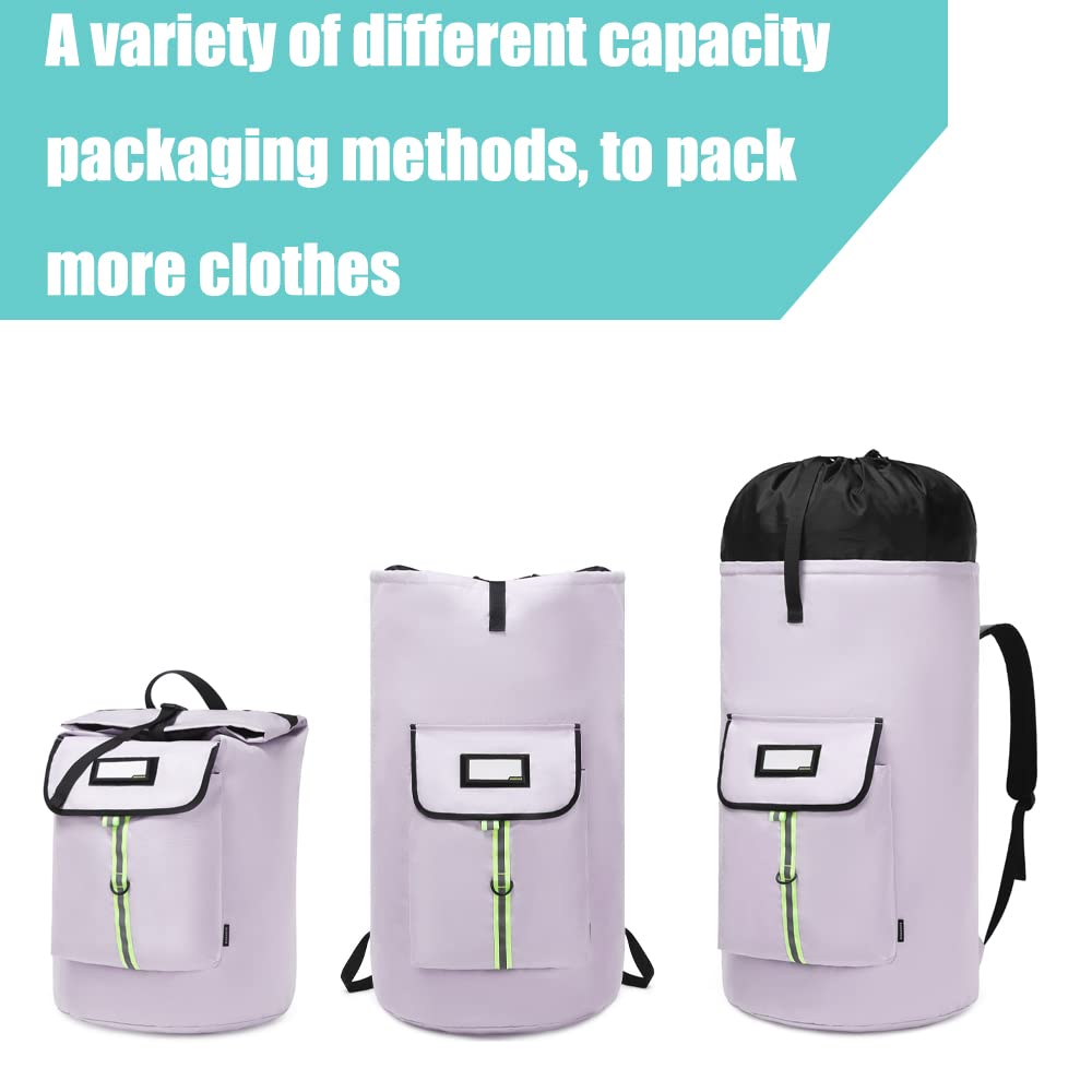 SUOVOCK laundry bag backpack reflective strip enhances safety in low light conditions.