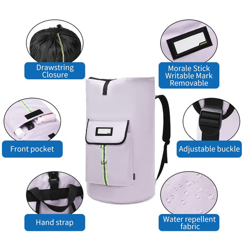 SUOVOCK laundry bag backpack padded shoulder straps reduce shoulder strain on campus.