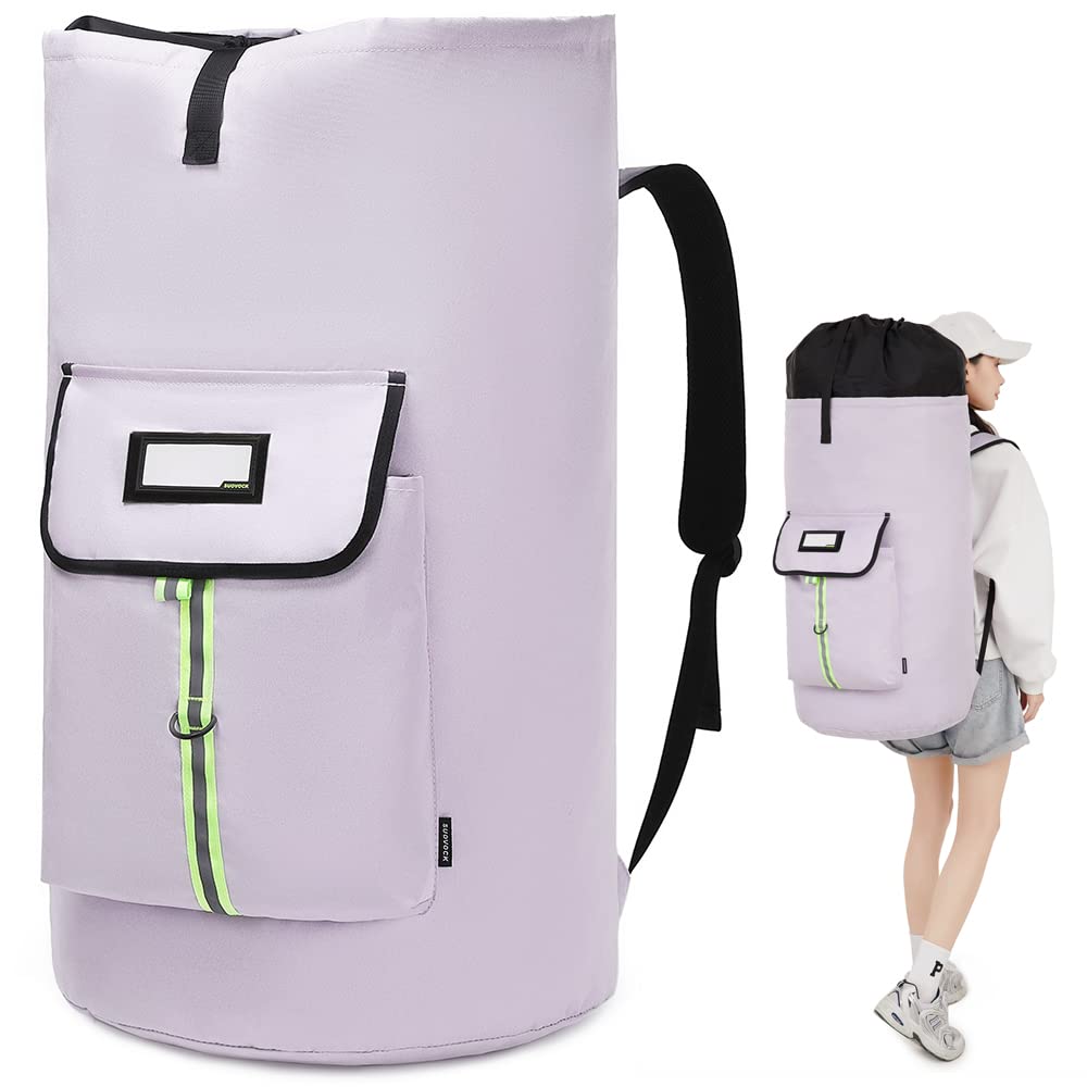 SUOVOCK laundry bag backpack top view highlights rugged build for daily dorm use.