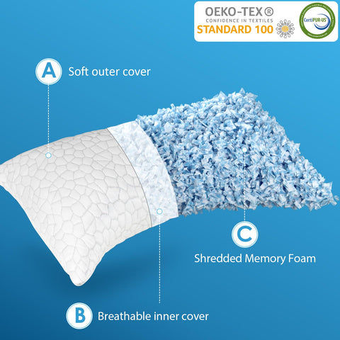 SUPA MODERN adjustable loft pillow allows height and firmness customization for various positions.