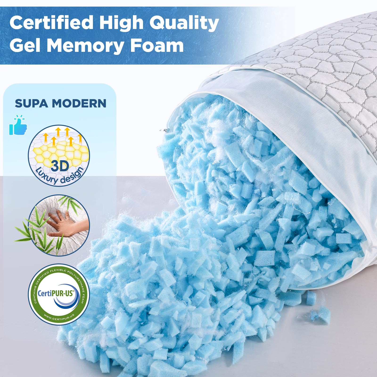 Supa Modern Cooling Pillow 3D breathable design accentuates even support.