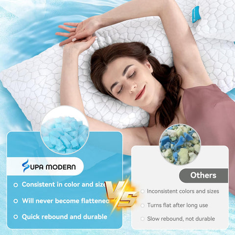 Supa Modern cooling pillow adjustable shredded memory foam loft customization
