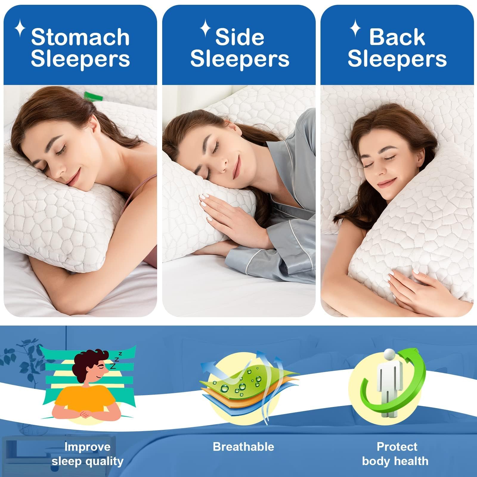 Supa Modern Cooling Pillow never goes flat through resilient shredded memory foam.