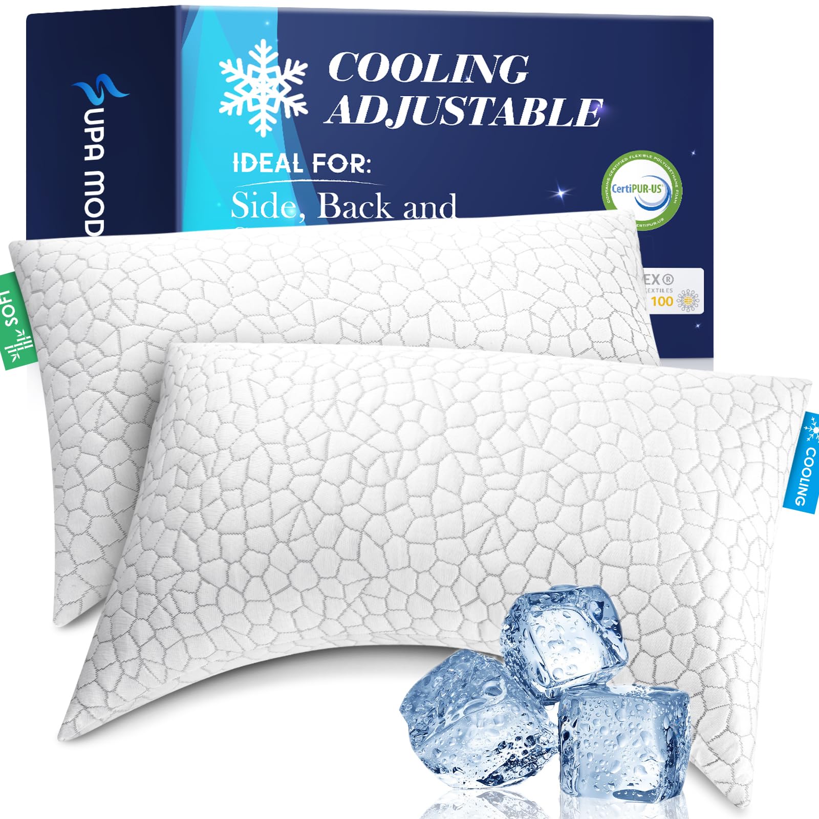 SUPA MODERN cooling pillow queen moon design offering ergonomic head and neck support.
