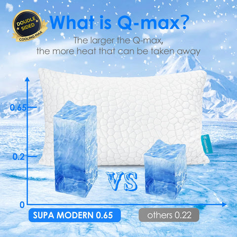 SUPA MODERN cooling pillow with two-sided ice silk cover for refreshing nights.
