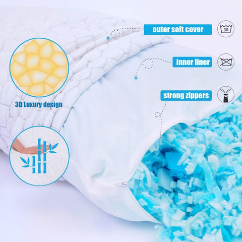 Removable cover on SUPA MODERN pillow for easy cold-water washing