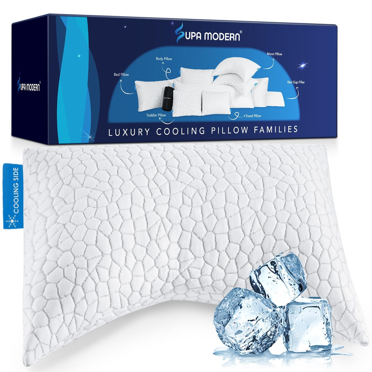 Supa Modern side-sleeper pillow curve showing ergonomic neck support for proper alignment