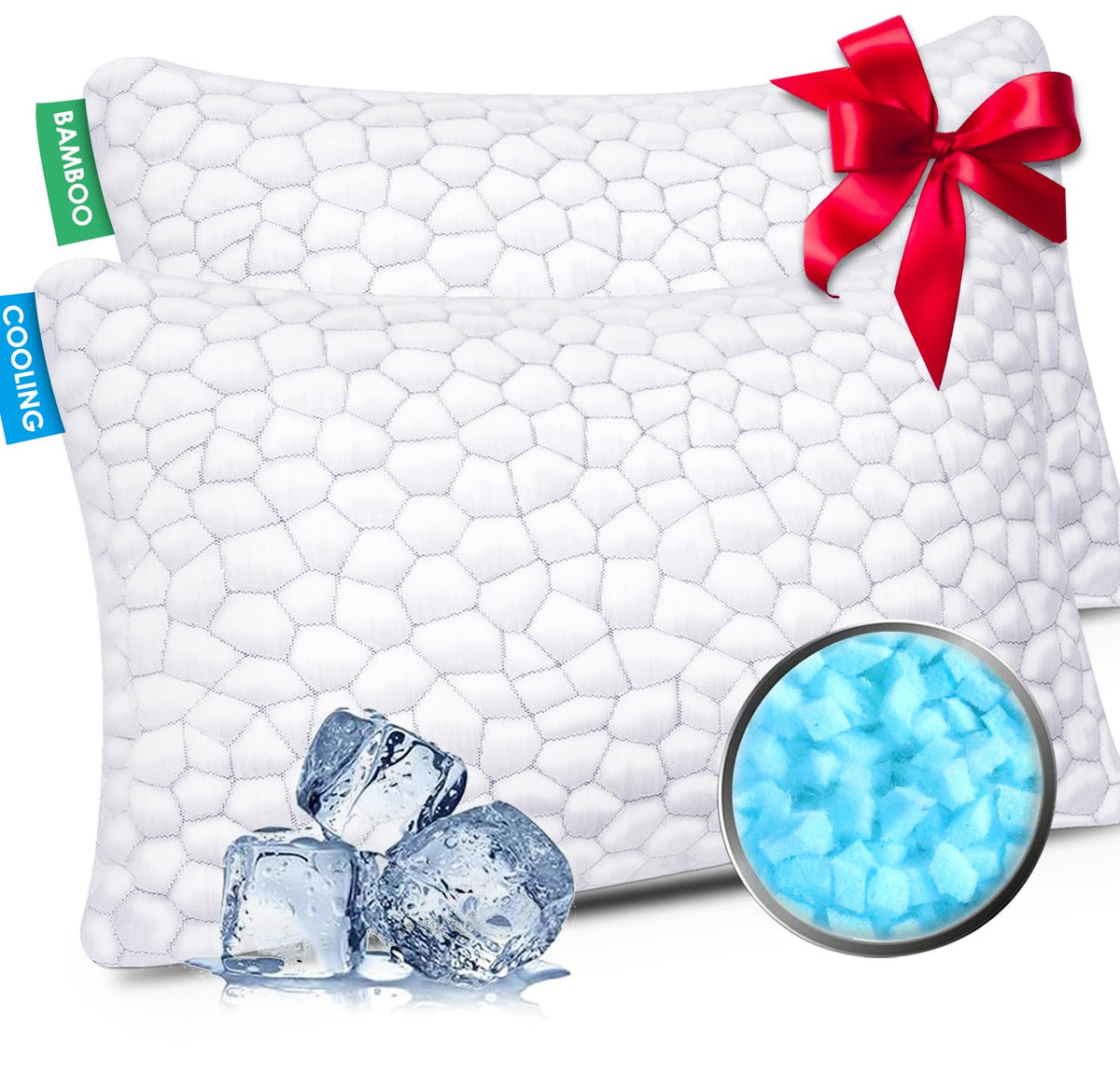 SUPA MODERN cooling pillow king size set of 2 on bed for cooler sleep