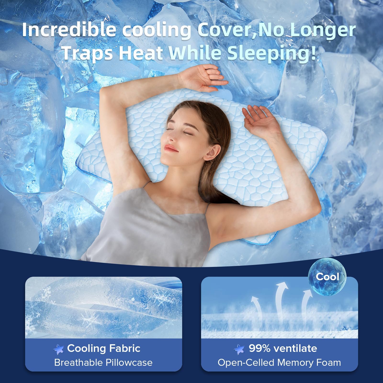 SUPA MODERN Ultra Thin Flat Pillow with cooling gel infusion improves heat dissipation.