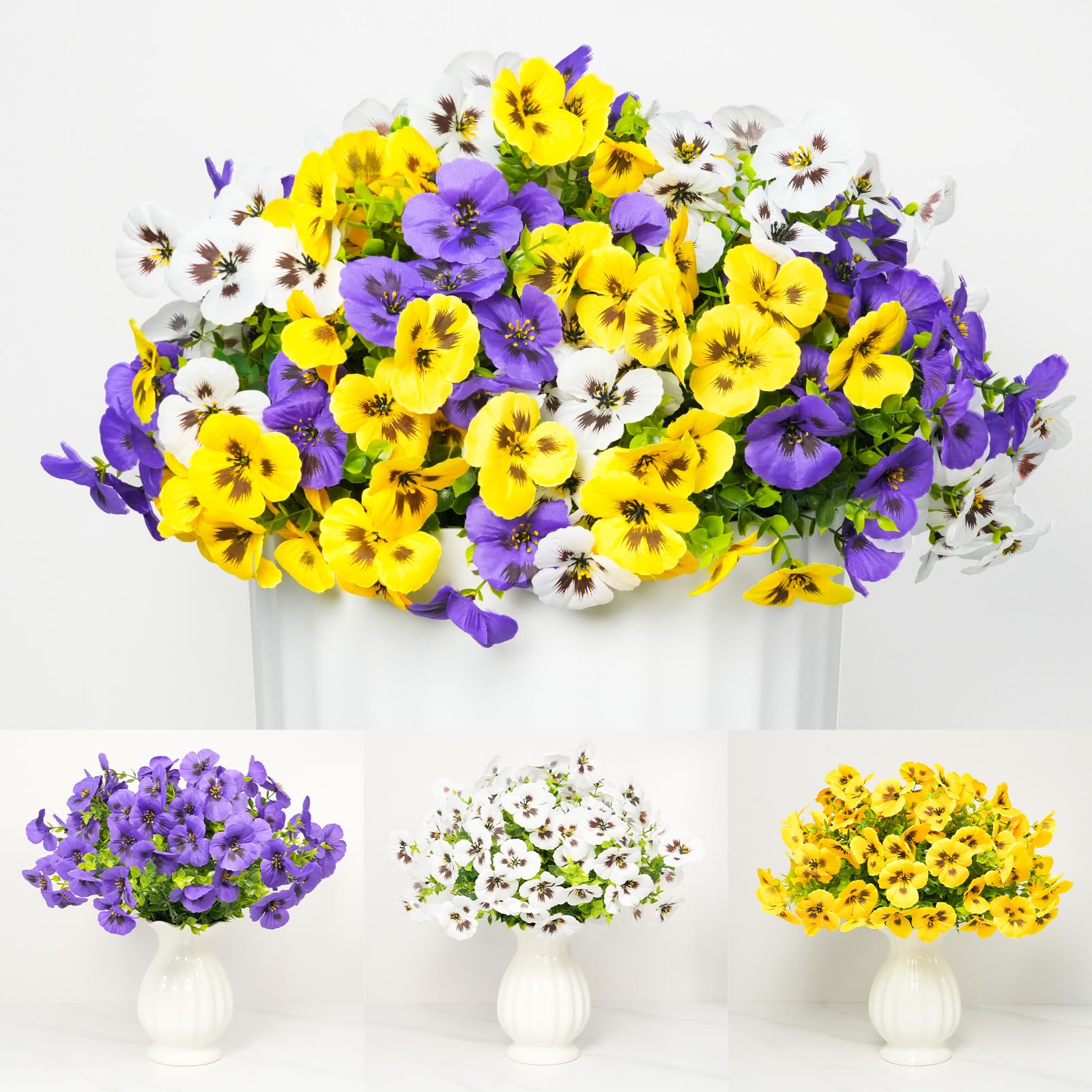 SupBri lifelike pansy arrangement for window boxes and planters