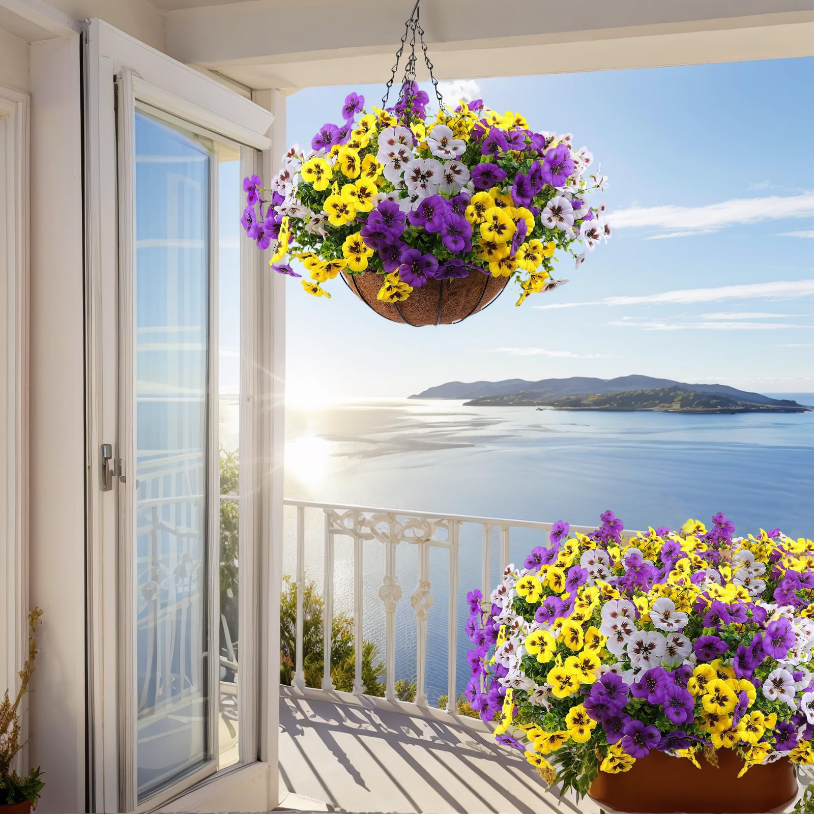 SupBri outdoor faux flowers brighten entryways with maintenance-free beauty
