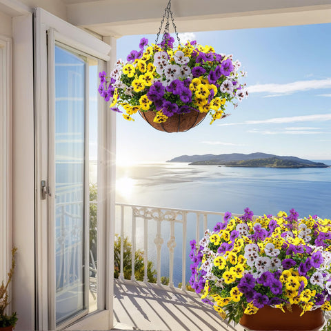 SupBri outdoor faux flowers brighten entryways with maintenance-free beauty