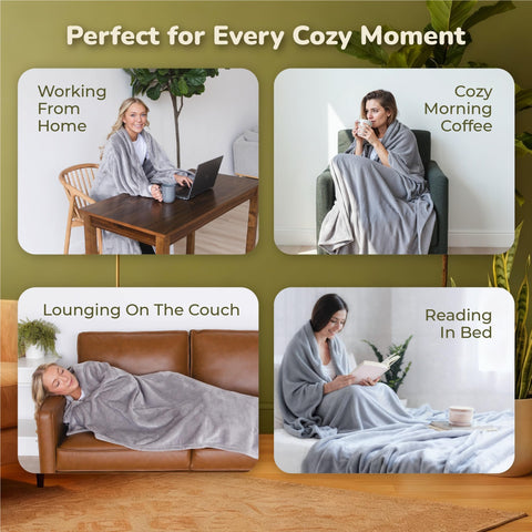 Super Blanky Aspen oversized blanket hugs you at 70 by 60 inches.