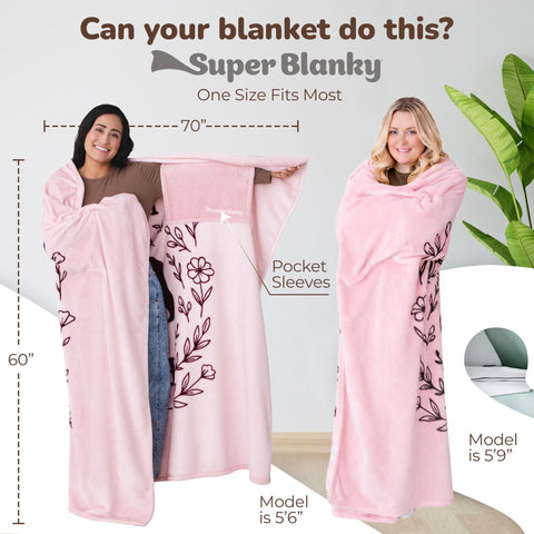 Office-ready Super Blanky Mama Bear wearable blanket as a comfortable chair blanket.