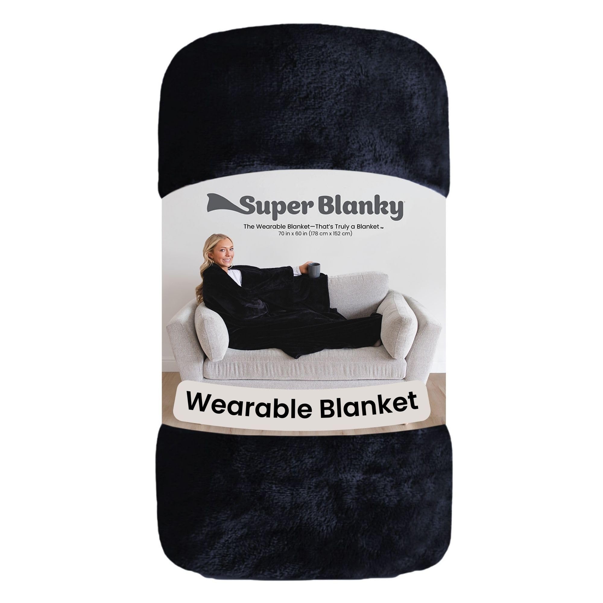 Super Blanky dark black wearable blanket as a practical gift option.