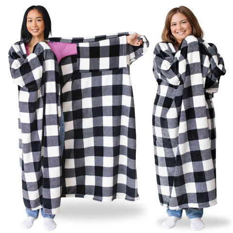 Super Blanky wearable blanket front view with pocket sleeves for hands-free warmth.