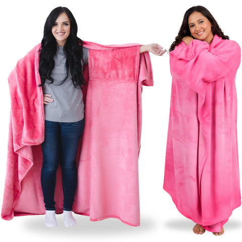 Super Blanky wearable blanket with pocket sleeves for easy movement and warmth.