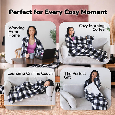 Super Blanky oversized blanket 70 by 60 inches for couch lounging.