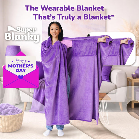 Super Blanky purple wearable blanket oversized 70x60 for lounging