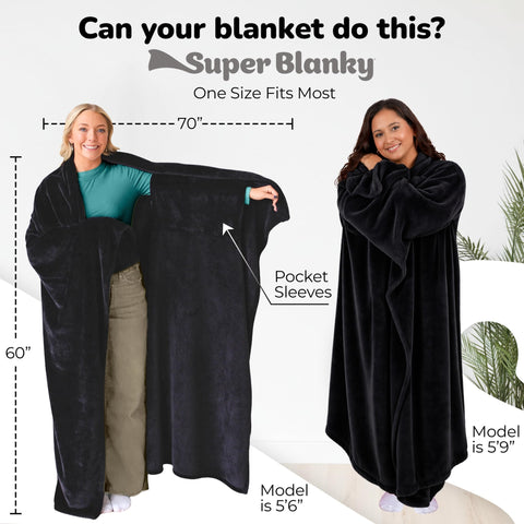 Super Blanky fabric texture highlights soft, plush warmth for daily use.