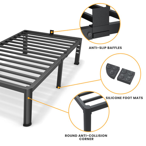 Superay easy-assembly bed frame with folding slats and leg support