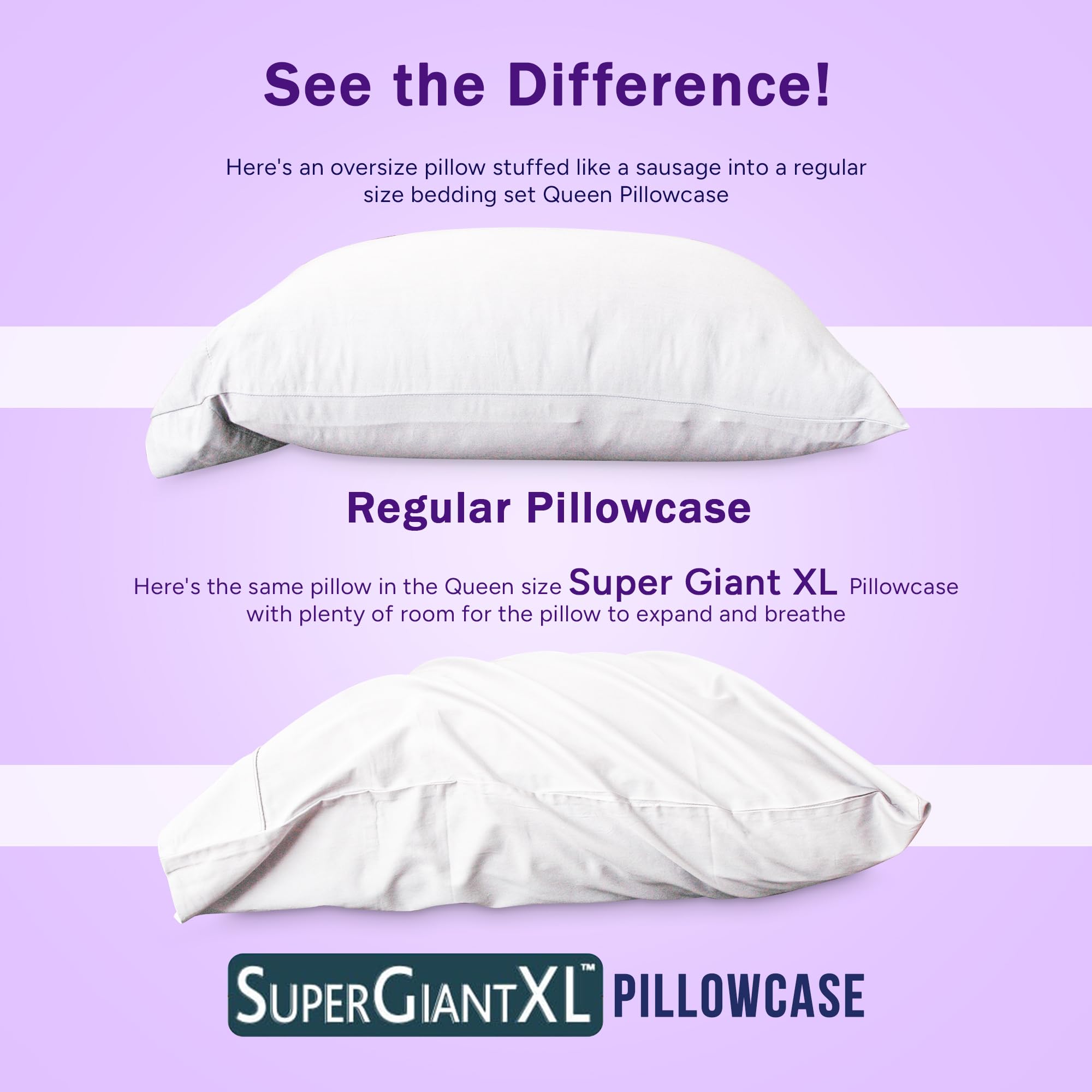 SuperGiantXL pancake pillow compatibility keeps big pillows neat and secure