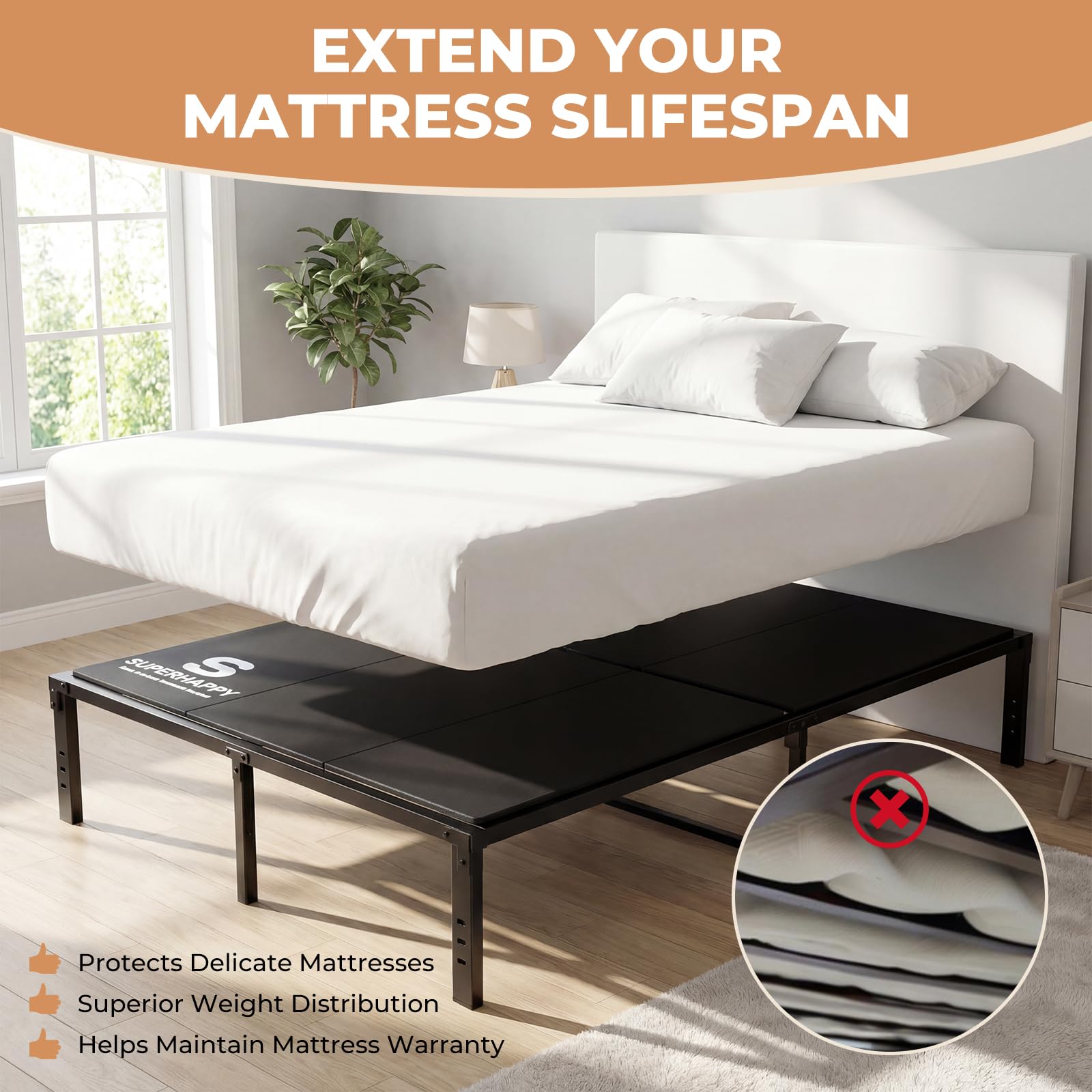 Superhappy bunkie board foldable design for easy transport and setup
