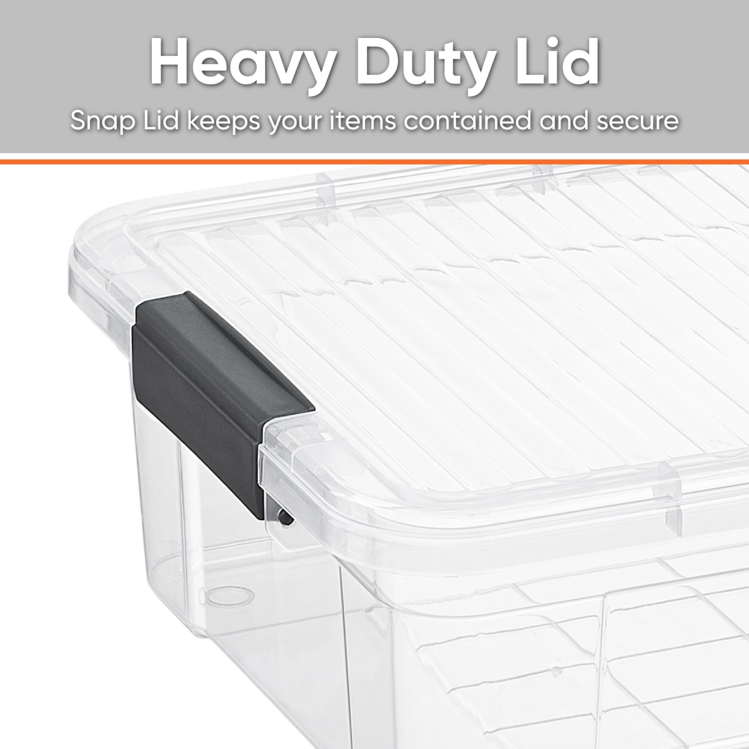 Superio space-saving latch box fits neatly on shelves in dorm rooms.