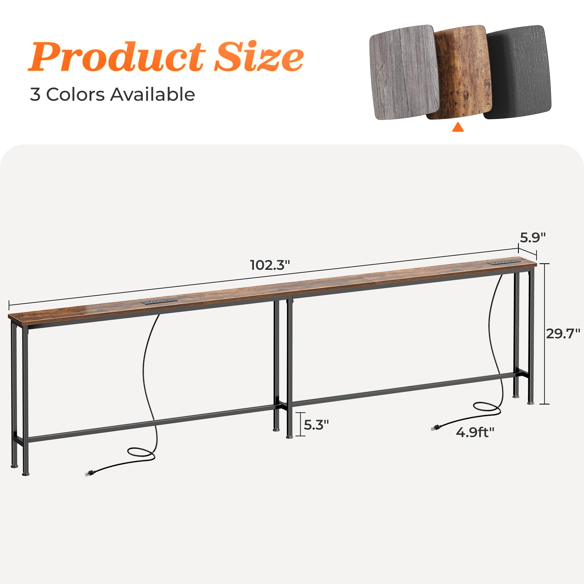 SUPERJARE console table with adjustable feet stays level on uneven floors