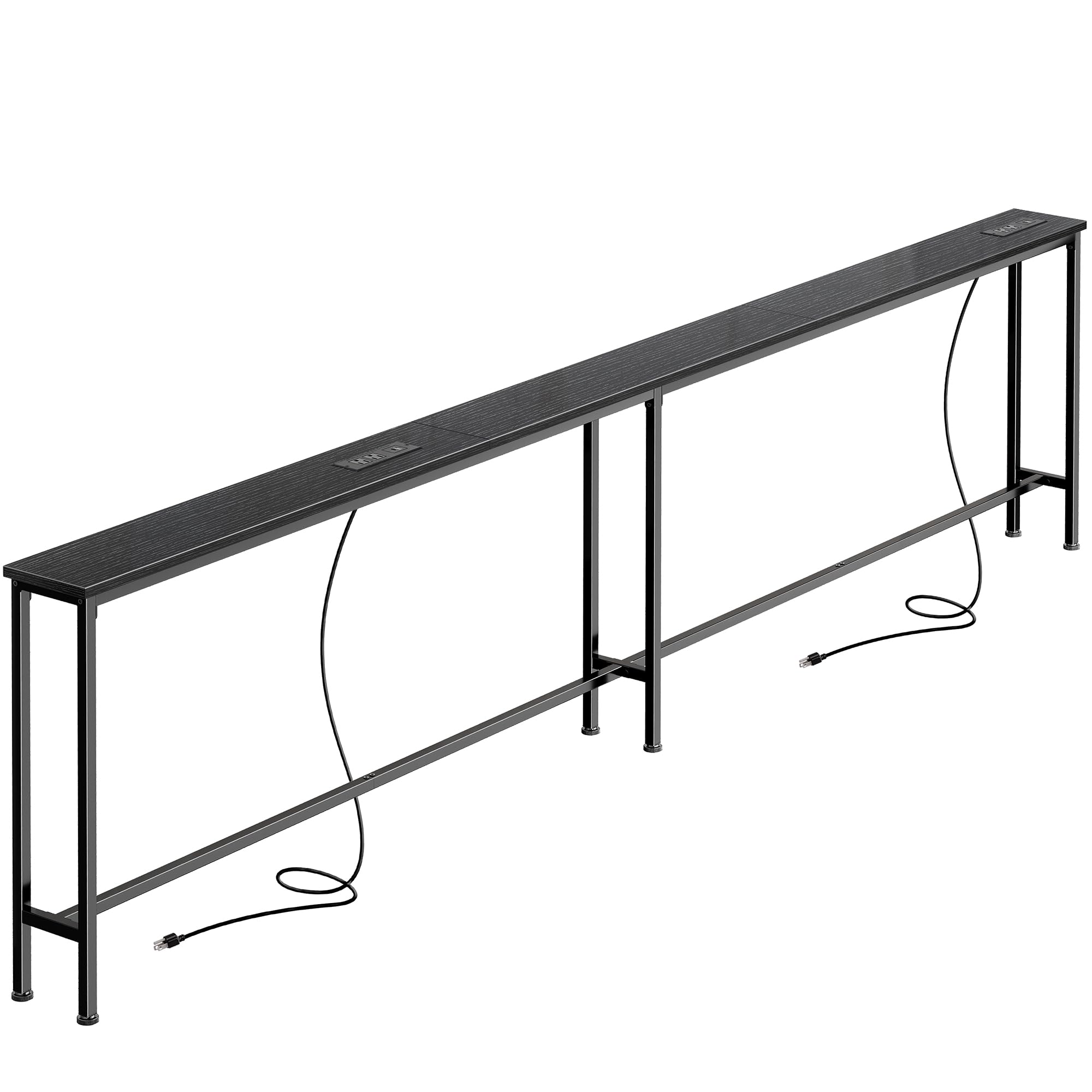 SUPERJARE 102-inch sofa table front view with built-in outlets for convenient charging