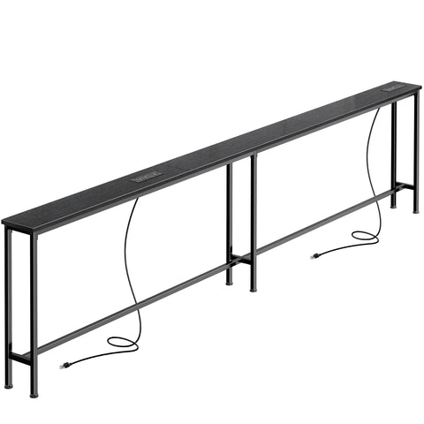 SUPERJARE 102-inch sofa table front view with built-in outlets for convenient charging