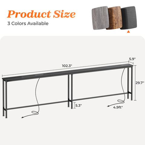 SUPERJARE 102-inch sofa table storage surface for remotes and small items
