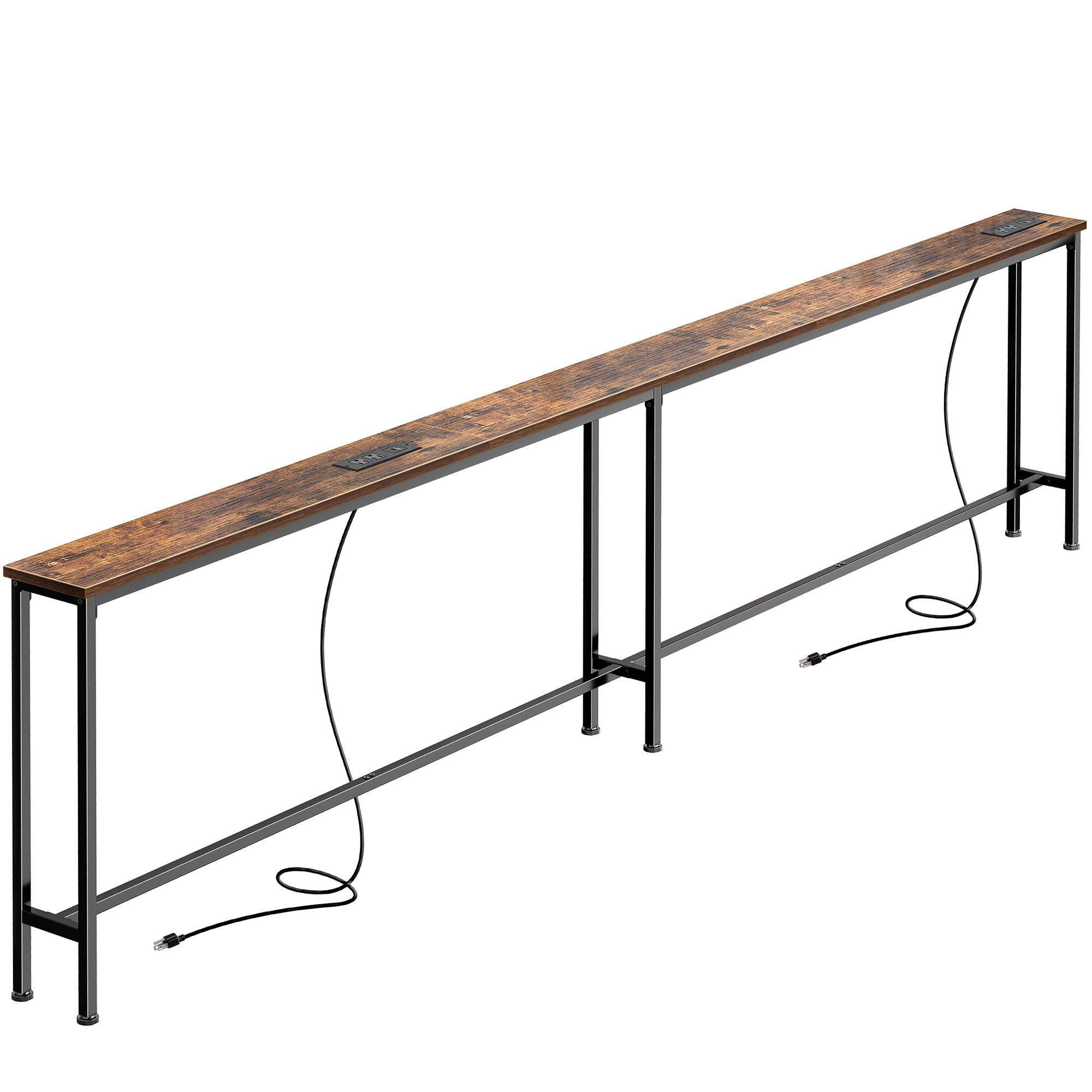 SUPERJARE 102-inch sofa table top surface in rustic brown for extra display space